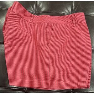 Ann Taylor Loft Women Size 14 Striped Seer Sucker Shorts 4 Inch Inseam Pink